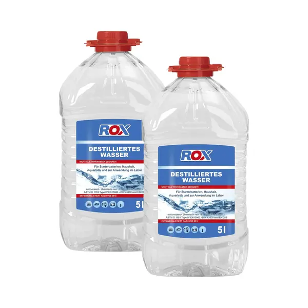 Rox Accuwater/Demiwater - 2x - Gedemineraliseerd Water - Fles 5 Liter- Water Zonder Zouten - Voor Ruiten/strijkijzer/auto En Meer thumbnail
