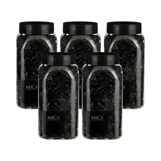 Mica Decorations Decoratie Steentjes - 5x - Zwart - 650ml - Hobby Steentjes - Sier Stenen