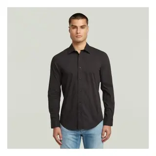 G-Starvoor Mannen. D25176-D321-6484 Uniform Slim Shirt Zwart (M), Casual, Lange Mouwen, Biologisch Katoen, Duurzaam