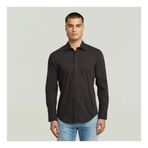 G-Starvoor Mannen. D25176-D321-6484 Uniform Slim Shirt Zwart (M), Casual, Lange Mouwen, Biologisch Katoen, Duurzaam thumbnail