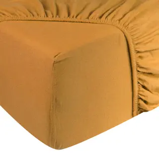 DoubleDry Spannbettlaken Jersey 180x200cm - 100% Baumwolle - Spannbetttuch - 28cm Steg - Ochergelb