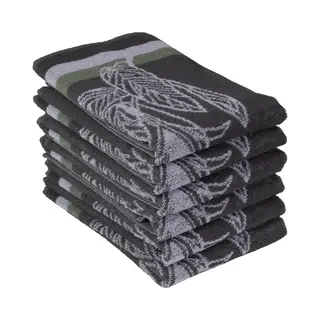 DoubleDry Luxe Keukenhanddoeken Set - 6 Stuks - 50x50 Cm - 100% Katoen - Hoge Absorptie & Duurzaam - Jungle, Antraciet