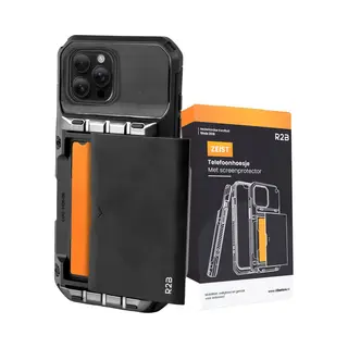R2B Hoesje Met Pasjeshouder Geschikt Voor IPhone 16 Pro - 4 Pasjes - Screenprotector - Telefoonhoesjes - Gsm Hoesje - Phone Case - Model Zeist