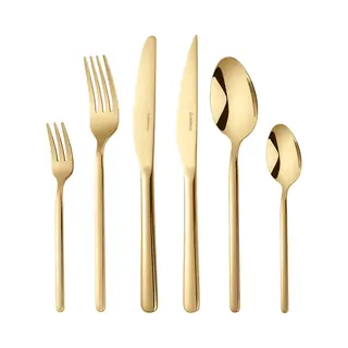 Deleca 6 Persoons Luxe Rvs Bestekset Amor (36-delig) - Lepels, Messen, Vorken, Steakmessen & Gebaksvorkjes - Vaatwasserbestendig - Goud Design Bestek