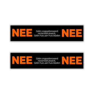 Hacebo Nee Brievenbus Stickers - 14x3cm - Set Van 2 - Nee Stickers - Uv En Waterproof