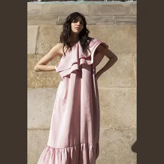 Studio Amaya Linne Dress Dames - Jurk - Lichtroze - Maat Xs