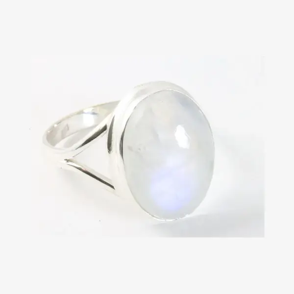 AsiAsia Hoogglans Zilveren Ring Met Regenboog Maansteen - Maat 18.5 thumbnail