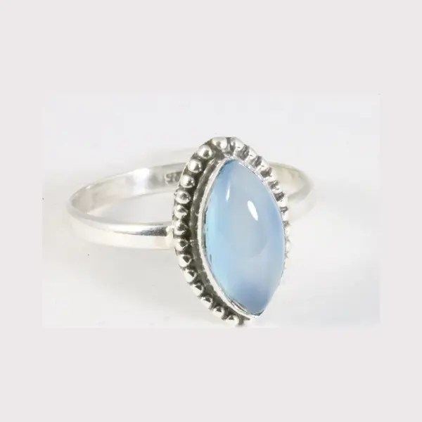 AsiAsia Fijne Bewerkte Zilveren Ring Met Blauwe Chalcedoon - Maat 18.5 thumbnail