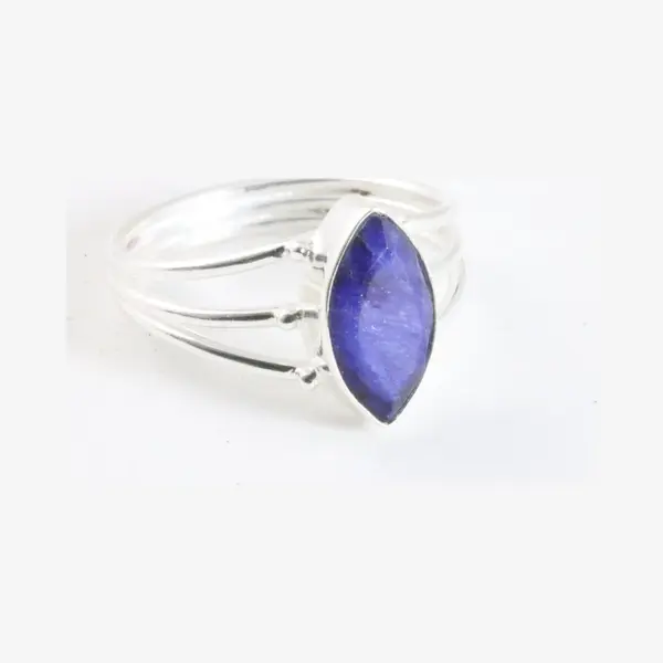 AsiAsia Opengewerkte Zilveren Ring Met Blauwe Saffier - Maat 20.5 thumbnail