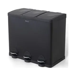 Bayt Prullenbak - Prullenbak 60 Liter - Vuilnisbak 60 Liter - Pedaalemmer 60 Liter - Prullenbak 3 Vakken - Prullenbak Afvalscheiding - 3x 20 Liter -