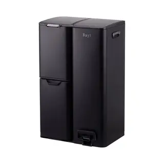 Bayt Prullenbak - Prullenbak 60 Liter - Vuilnisbak 60 Liter - Pedaalemmer 60 Liter - Prullenbak Afvalscheiding - Prullenbak 3 Vakken - Afvalbak - Rvs