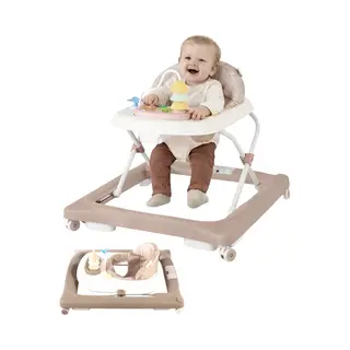 Born Lucky Loopstoel / Baby Walker – Makkelijk In Te Klappen – In Hoogte Verstelbaar – Met Afneembare Speelset - Soft Taupe