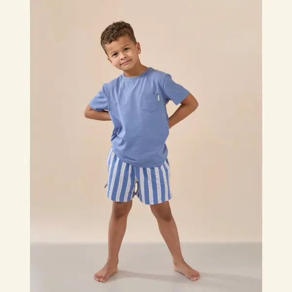 Little Label - James - Jongenspyjama - Grijsblauw Streep - Extra Zachte Bio Katoen - Maat 10Y/134-140 thumbnail