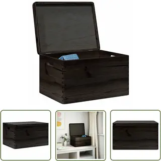 Wooden Box With Lid And Handles Black 40x30x23cm Solid Wood Pine Vidaxl