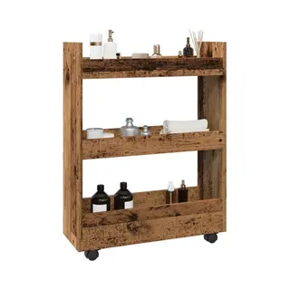 Narrow Storage Trolley 3 Tier Old Wood Engineered Wood Vidaxl