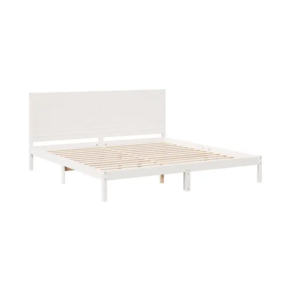 Vidaxl - Extra Long Bed Frame Without Mattress White 180x210 Cm Solid Wood thumbnail