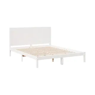 VidaXL Bedframe Extra Lang Zonder Matras Massief Hout Wit 140x220 Cm