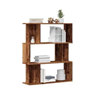 VidaXL 6 Shelf Old Wood Bookcase - Size, 96 X 80 X 24cm - Brown - Wilko
