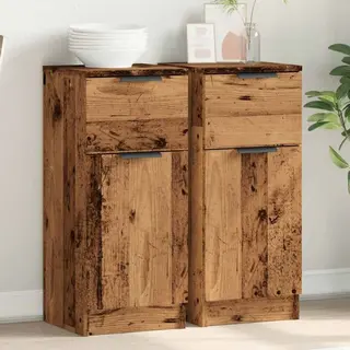 VidaXL Sideboards 2 Stk. Altholz-Optik 30x30x70 Cm Holzwerkstoff, Schrank, Lagerschrank, Home-Organizer, Anrichte, Beistellschrank, Wohnzimmerschrank