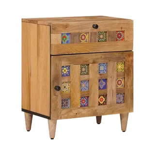 VidaXL Table De Chevet Naturelle 50 X 33 X 60 Cm En Bois Massif Mangue, Chambre à Coucher, Rectangulaire, Grand Espace De Rangement, Design