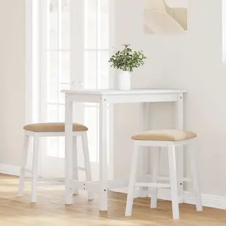 Barstühle Mit Kissen 2 Stk. Weiß Massivholz Gummibaum - Vidaxl