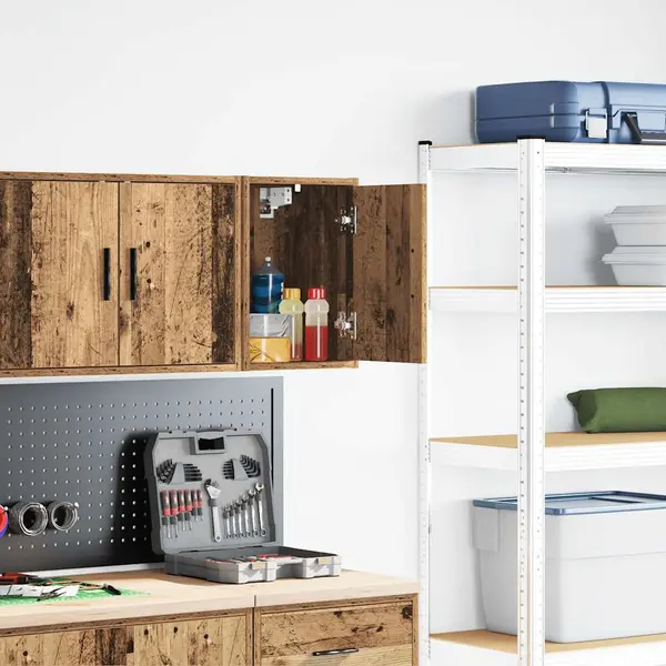 VidaXL Garagenhängeschrank Altholz - Holzwerkstoffschrank Mit Tür 30x30x41cm - Braun - Platzsparer Für Büros/Hauswirtschaftsräume/Werkstatt thumbnail