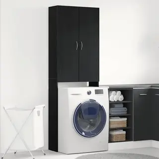 VidaXL Wasmachinekast 64x25, 5x190 Cm Zwart Eikenkleur