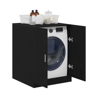 VidaXL Waschmaschinen-Schrank Schwarz Eichen-Optik Holzwerkstoff, Stauraum Für Wohnräume, Moderner Utility-Schrank Für Waschmaschine,
