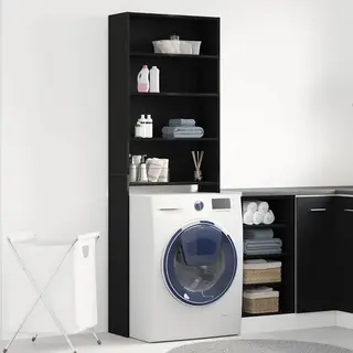 VidaXL Washing Machine Cabinet Black Oak 64 X 24 X 190 Cm, Modern Rectangular Washing Machine Cabinet, Efficient Storage Unit, Contemporary Design For