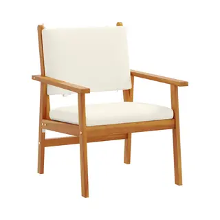 VidaXL - Tuinstoel - Met - Kussen - 2 - Pcs - Crème - Wit - Massief - Acacia - Hout