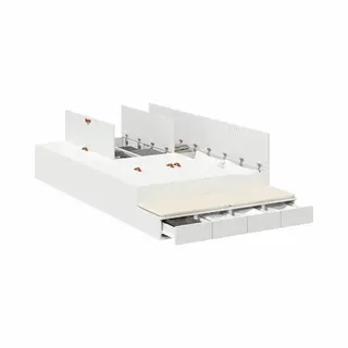 Storage Bed Frame White 236.5 X 120 X 31.5 Cm Engineered Wood Vidaxl