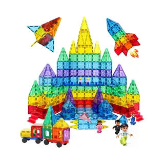 Sweet Sprout Magnetic Tiles - Bouwwerk 129 Stuks - Speelgoed - Montessori Speelgoed - Magnetisch Speelgoed - Bouwstenen - Constructiespeelgoed - Met Extra