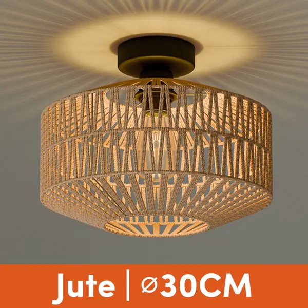 Nolt Deckenleuchte - Deckenleuchte - E27 Lampe - Rustikal - ⌀ 30cm - Jute - Braun thumbnail