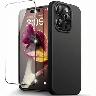 Nuvex Hoesje Geschikt Voor IPhone 16 Pro Zwart Telefoonhoesje - Anti-Shock Case Cover Met 1x Screenprotector