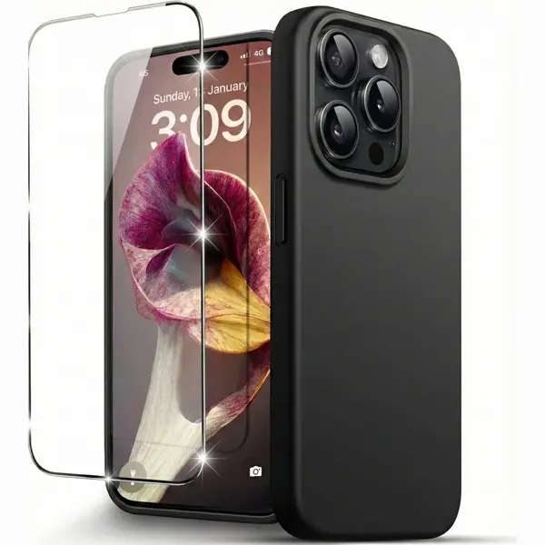 Nuvex Hoesje Geschikt Voor IPhone 16 Pro Zwart Telefoonhoesje - Anti-Shock Case Cover Met 1x Screenprotector thumbnail