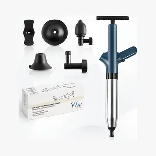 WoonWonder Professionele Luchtdruk Pomp Ontstopper - 4 Ontstoppingskoppen - Toilet Gootsteen Afvoer Riool - Rvs - 0-8 Bar