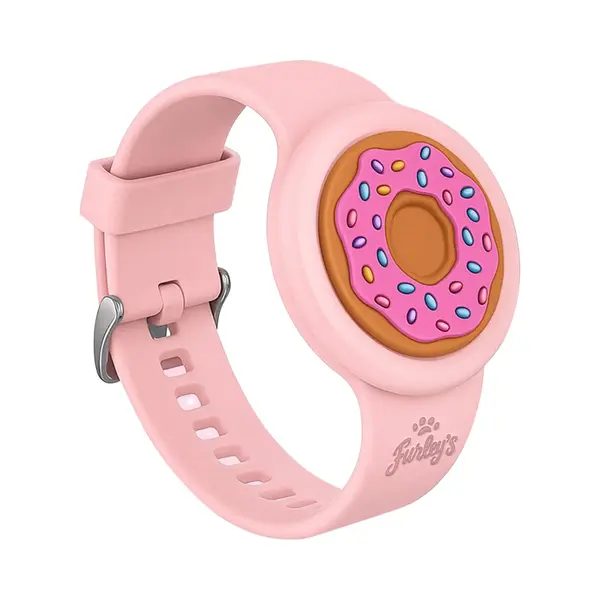Furley's Furley’s Waterdichte Armband Voor Kinderen – Geschikt Voor Apple AirTag – Verstelbare Siliconen Band – Veilig & Comfortabel – Roze Donut thumbnail