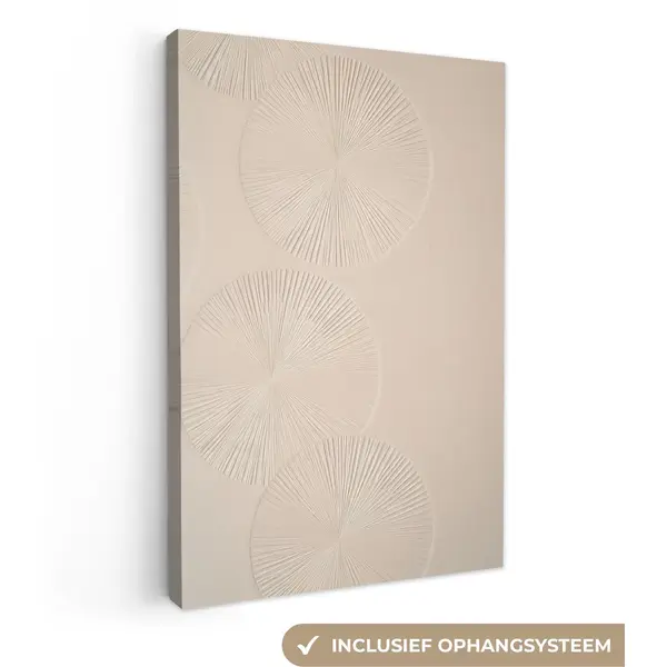 OneMillionCanvasses Canvas Schilderij 20x30 Cm - Exclusieve Wanddecoratie Japandi - Beige - Modern - Muurdecoratie Woonkamer - Slaapkamer Decoratie - Kamer Accessoires - thumbnail
