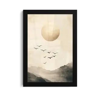 FrameYourWall Poster In Lijst - Fotolijst 20x30 Cm - Posters - Landschap - Japandi - Vogel - Posterlijst Zwart - Decoratie - Wanddecoratie Woonkamer - Muurdecoratie