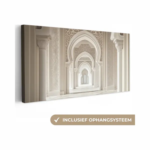 OneMillionCanvasses Canvas Schilderij 80x40 Cm - Exclusieve Wanddecoratie Moskee - Architectuur - Ramadan - Islamitische - Muurdecoratie Woonkamer - Slaapkamer Decoratie thumbnail