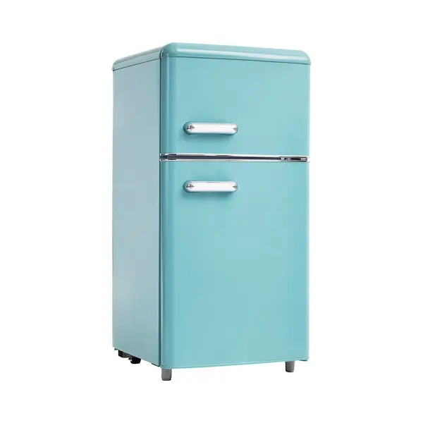 Merax Retro Mini Koelkast – Tafelmodel Koel-vriescombinatie 91 Cm – 72L Inhoud – 21L Vriesvak En 51L Koelvak – Energieklasse E – Cyaan Blauw thumbnail