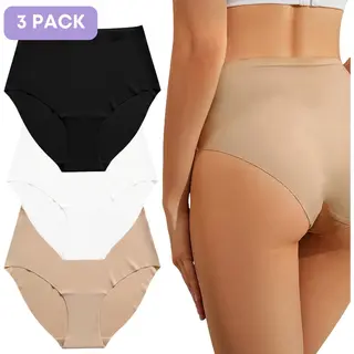 Shapetape Naadloze High Waist Slip Voor Dames - Zwart, Wit, Beige - Maat M - Set Van 3 - Ultrazacht - Naadloos Ondergoed Dames - Seamless Ondergoed Dames -