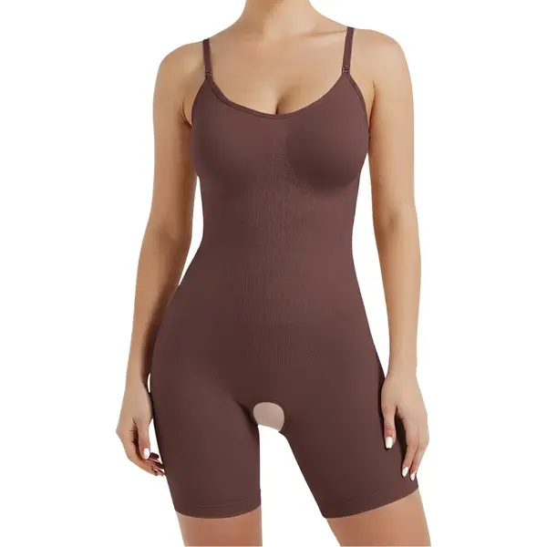 Shapetape Corrigerende Body Met Pijpjes Dames - Bruin - Maat S - Naadloos - Open Kruis - Corrigerende Bodysuit Dames - Onzichtbare Body - Bodysuit Zonder Beugel thumbnail