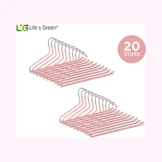 Life's Green® Life’s Green Broekhangers Met Antislip – Kledinghangers – Klerenhangers – Broek En Rok Houder - Set Van 20 Stuks - Roze