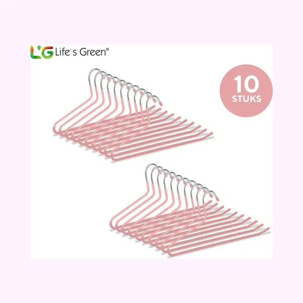 Life's Green® Life’s Green Broekhangers Met Antislip – Kledinghangers – Klerenhangers – Broek En Rok Houder - Set Van 10 Stuks - Roze thumbnail