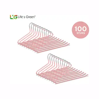 Life's Green® Life’s Green Broekhangers Met Antislip – Kledinghangers – Klerenhangers – Broek En Rok Houder - Set Van 100 Stuks - Roze