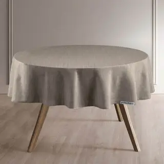 Protecttable - Rond Tafelzeil Linnenlook Taupe Ø138cm - Tafelkleed Afwasbaar - Kunststof
