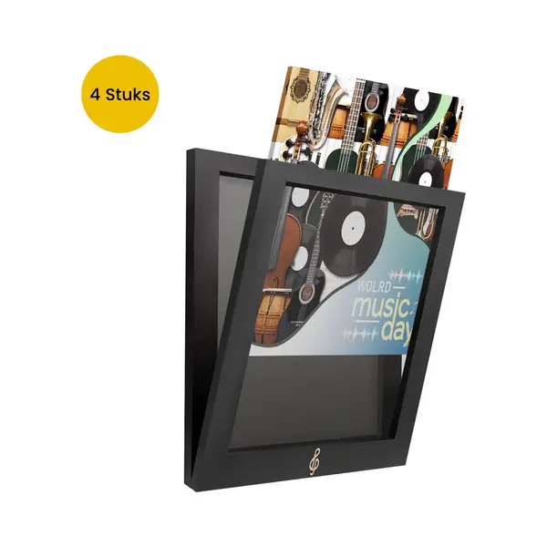 Lost In Music Vinyl Wissellijst Set 4 Stuks - Lp Lijst Voor Aan De Muur - Lp Houder - Zwart thumbnail