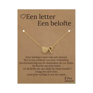 Letter P Ketting Op Cadeau Kaartje - Een Letter, Een Belofte - 45cm Goudkleurig Stainless Steel - Initiaal & Hartje Hanger - Pax Amare