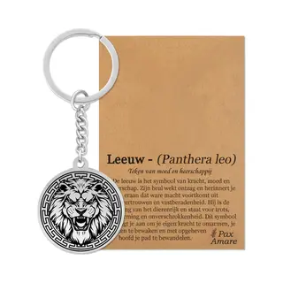 Leeuw Sleutelhanger Zilverkleurig - Dier Talisman - Roestvrij Staal / Stainless Steel - Pax Amare
